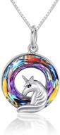 🦄 sterling silver unicorn necklace with crystal pendant - animal jewelry gifts for girls and women logo