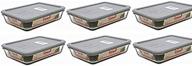 🍱 versatile pyrex 3-cup rectangle glass food storage sets: pack of 6 containers with grey lids логотип