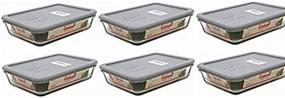 img 1 attached to 🍱 Versatile Pyrex 3-cup Rectangle Glass Food Storage Sets: Pack of 6 Containers with Grey Lids