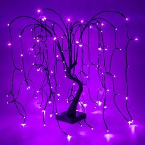 img 4 attached to 🎃 100 LED Purple Halloween Willow Tree Lights with Spiders - Spooky, Battery Operated Decor for Home, Party, Wedding, and Festival - Indoor Tabletop Holiday Decoration