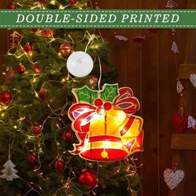 img 1 attached to WAYCOM 3-Piece Christmas Window Light Decorations Set with Suction Cup, Hanging Santa Claus Bell and Christmas Tree Lights, Window Curtain String Lights for Festive Décor