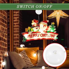 img 2 attached to WAYCOM 3-Piece Christmas Window Light Decorations Set with Suction Cup, Hanging Santa Claus Bell and Christmas Tree Lights, Window Curtain String Lights for Festive Décor