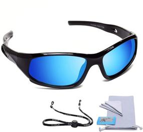 img 3 attached to AODUOKE Polarized Sports Sunglasses for Kids - Adjustable Strap, Ideal for Boys, Girls, and Youth