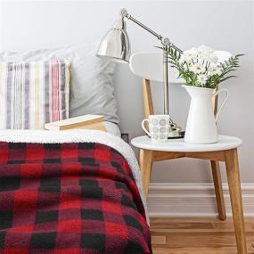 img 1 attached to 🔽 Super Soft 50"x60" Red Buffalo Plaid Sherpa Throw Blanket - Warm Comfy Plush Fleece Bedding for Couch, Cabin, and TV