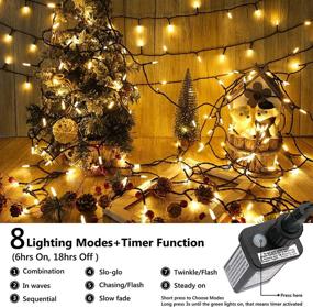 img 3 attached to 🎄 Lyhope LED Christmas Lights - 66ft 200 LED 8 Modes Low Voltage Mini Fairy Twinkle String Lights for Xmas, Eaves, Wedding, Garden - Warm White, Outdoor & Indoor Decor