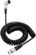 coiled microphone cable right angle xlr male to female - balanced connector 10 ft stretch cord logo