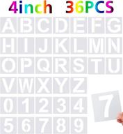 🎨 36 pcs large alphabet and number stencils: reusable stencils for painting on wood, walls, fabric, rock, chalkboard, and glass - 4 inches logo