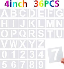 img 4 attached to 🎨 36 Pcs Large Alphabet and Number Stencils: Reusable Stencils for Painting on Wood, Walls, Fabric, Rock, Chalkboard, and Glass - 4 Inches