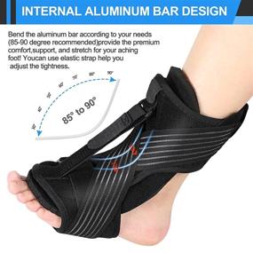 img 3 attached to Adjustable Night Splint for Plantar Fasciitis Relief - Black, Suitable Support Brace for Heel Pain, Achilles Tendonitis - Men & Women