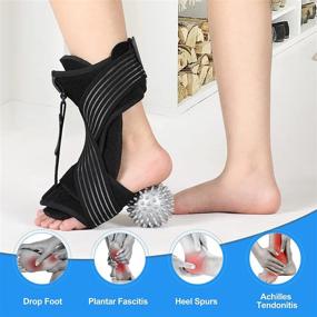 img 2 attached to Adjustable Night Splint for Plantar Fasciitis Relief - Black, Suitable Support Brace for Heel Pain, Achilles Tendonitis - Men & Women