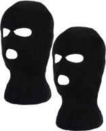 2-piece winter balaclava face mask - knitted full coverage with 3-holes for skiing logo