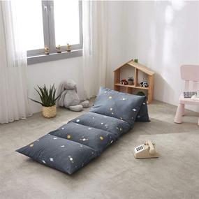 img 2 attached to Wake In Cloud Kids Floor Pillow Case: Space Gray with Stars & Rockets, 100% Cotton Lounger Cover - Fits 5 Standard Pillows (Pillows Not Included)