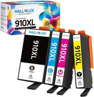 🖨️ hallolux remanufactured ink cartridge for hp 910 xl 910xl combo pack - compatible with officejet 8025e 8035e 8025 8035 8028 8022 8020 printer tray (bcmy, 4 pack) logo