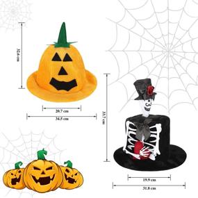 img 2 attached to 🎃 Set of 4 Halloween Hats: Witch Hat, White Pumpkin Hat, Pumpkin Smile Face Hat, and Skull Hat - Perfect for Halloween Holiday Party Favors and Supplies