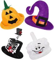 🎃 set of 4 halloween hats: witch hat, white pumpkin hat, pumpkin smile face hat, and skull hat - perfect for halloween holiday party favors and supplies logo