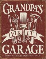 🚗 vintage grandpa's garage tin sign - 12.5" w x 16" h by desperate enterprises logo