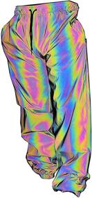 img 4 attached to Stay Stylish and Safe at Night with LZLRUN Rainbow Reflective Shorts Pants for Men