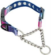 leashboss chain martingale reflective dog collar: 🐕 pattern collection, stainless steel chain, no pull training logo