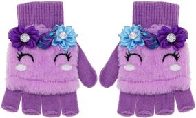 img 4 attached to 🦄 Newfancy Unicorn Fingerless Convertible Knitted Accessories for Girls and Cold Weather