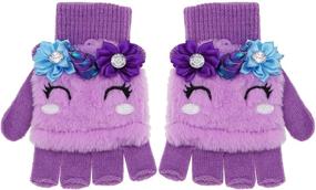 img 1 attached to 🦄 Newfancy Unicorn Fingerless Convertible Knitted Accessories for Girls and Cold Weather