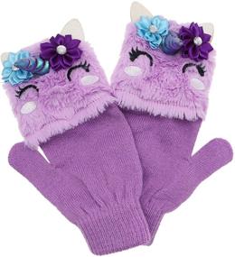 img 3 attached to 🦄 Newfancy Unicorn Fingerless Convertible Knitted Accessories for Girls and Cold Weather