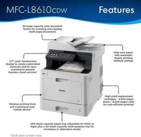 img 3 attached to 🖨️ Brother MFC-L8610CDW Color Laser Printer, Wireless All-in-One Printer, Automatic Duplex Printing, Mobile Printing and Scanning, Amazon Dash Replenishment Compatible