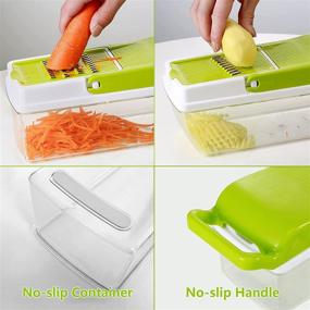 img 2 attached to 🥕 12-in-1 Multifunctional Veggie Chopper Onion Cutter with Mandoline Slicer, Container, and 6 Stainless Steel Blades - Includes Citrus Reamer, Peeler, and Brush