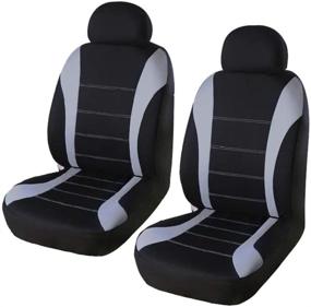 img 4 attached to 🚗 YIRU Trading Universal Fit 2 Front Car Seat Cover Set - Breathable & Airbag Compatible - Sedan/SUV/Truck - Gray & Black