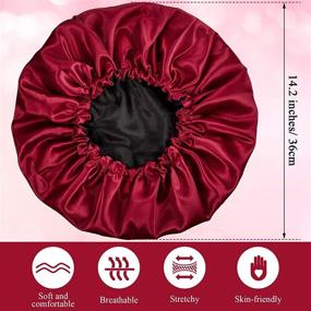 img 3 attached to Premium Silk Satin Bonnet Sleep Cap for Ultimate Hair Protection and Care - Extra Large Double Layer Reversible Hair Cap for Women with Natural Curly Hair (Set of 4)