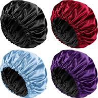 premium silk satin bonnet sleep cap for ultimate hair protection and care - extra large double layer reversible hair cap for women with natural curly hair (set of 4) logo