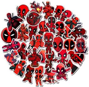 img 4 attached to 🔥 Laptop Stickers 35pcs Pack, Superhero Water Bottle Luggage Skateboard Sticker for Kids/Teen, Cool Vinyl Decal for Girls' Travel Case, Phone, Notebook - Deadpool