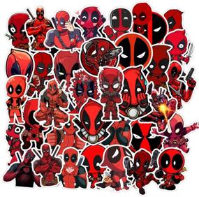 img 3 attached to 🔥 Laptop Stickers 35pcs Pack, Superhero Water Bottle Luggage Skateboard Sticker for Kids/Teen, Cool Vinyl Decal for Girls' Travel Case, Phone, Notebook - Deadpool