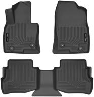 🐕 husky liners 2017-17 mazda cx-9 weatherbeater floor mats (front & 2nd seat) - black, 95611 logo