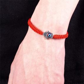 img 2 attached to Kelistom 6-Piece Evil Eye & Hamsa Hand Kabbalah String Bracelets Set - Handmade Red, Black, Blue - Braided String Bracelets for Women, Men, Boys, Girls - Amulet Bracelets for Protection & Good Luck