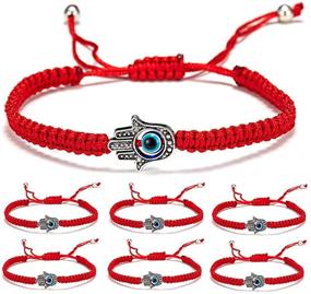 img 4 attached to Kelistom 6-Piece Evil Eye & Hamsa Hand Kabbalah String Bracelets Set - Handmade Red, Black, Blue - Braided String Bracelets for Women, Men, Boys, Girls - Amulet Bracelets for Protection & Good Luck