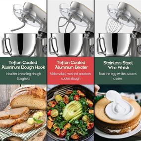 img 3 attached to 🧁 Howork 800W 9.5QT Metal Stand Mixer - Tilt-Head Kitchen Electric Mixer with Dough Hook, Flat Beater &amp; Egg Whisk - 10+P-Speed Food Mixer - Dishwasher Safe (9.5 QT, Silver)