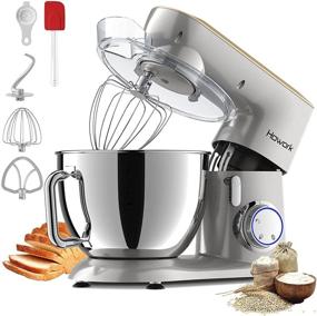 img 4 attached to 🧁 Howork 800W 9.5QT Metal Stand Mixer - Tilt-Head Kitchen Electric Mixer with Dough Hook, Flat Beater &amp; Egg Whisk - 10+P-Speed Food Mixer - Dishwasher Safe (9.5 QT, Silver)