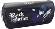 🎒 enhanced black butler canvas pencil case: practical double layer pen box for students & kids logo