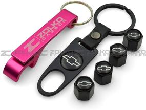 img 4 attached to 🚗 Enhance Your Chevy Chevrolet's Style with ZolkoCarbon VS07 Valve Stem Caps Keychain in Sleek Black