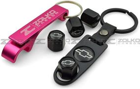 img 3 attached to 🚗 Enhance Your Chevy Chevrolet's Style with ZolkoCarbon VS07 Valve Stem Caps Keychain in Sleek Black
