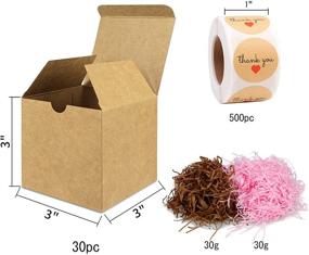 img 3 attached to 🎁 Thank You Sticker Set, 30pcs 3x3x3 Inches Brown Gift Boxes with Lids, Shredded Paper and Crafting Boxes Set 60g for Festivals, Parties, Packaging, Small Business