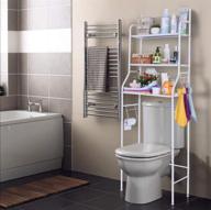 intexca us metal over toilet rack - 3-shelf bathroom organizer for bath essentials, plants, and books logo