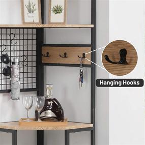 img 1 attached to 📚 HOMYSHOPY Industrial Corner Shelves: 5-Tier Bookcase with Hooks for Stylish Home Office Organization and Storage (Oak Finish, 72.6 inch)