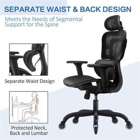 img 2 attached to Enhance Your Workplace Comfort with FelixKing Ergonomic Desk Chair - Adjustable Headrest, Armrests, Lumbar Support, and Roller Blade Wheels - Reclining High Back Mesh Computer Chair in Black