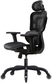 img 4 attached to Enhance Your Workplace Comfort with FelixKing Ergonomic Desk Chair - Adjustable Headrest, Armrests, Lumbar Support, and Roller Blade Wheels - Reclining High Back Mesh Computer Chair in Black