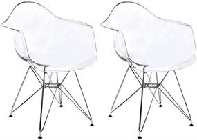 img 3 attached to 🪑 CangLong прозрачное пластиковое кресло с металлическими ножками для кухни, обеденной зоны, гостиной: набор из 2 прозрачных кресел - стильные и функциональные сиденья для каждого пространства.