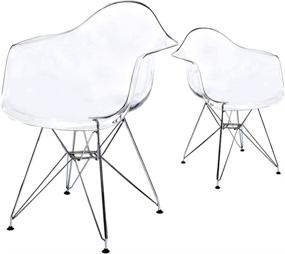 img 4 attached to 🪑 CangLong прозрачное пластиковое кресло с металлическими ножками для кухни, обеденной зоны, гостиной: набор из 2 прозрачных кресел - стильные и функциональные сиденья для каждого пространства.
