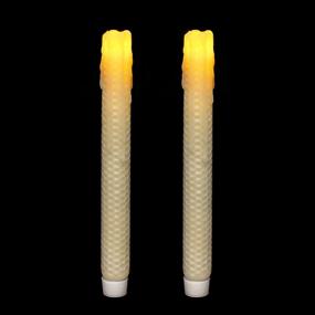 img 4 attached to 🕯️ Honeycomb Flickering Flameless Taper Candles with Timer - 9 inch Ivory, Pack of 2