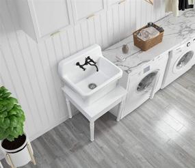 img 1 attached to 🏡 Farmhouse-Inspired ELLAI Ceramic Utility Sink in White: Practical and Stylish!