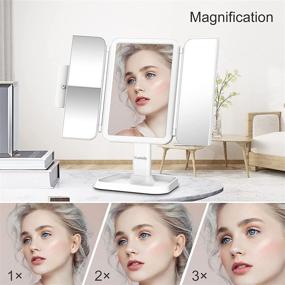 img 3 attached to COOLOLLY Makeup Mirror with Lights - 180° Rotatable, 1x/2x/3x Magnification, Dual-Power Supply, Dimmable Lighting Modes - Ideal for Travel and Vanity Table